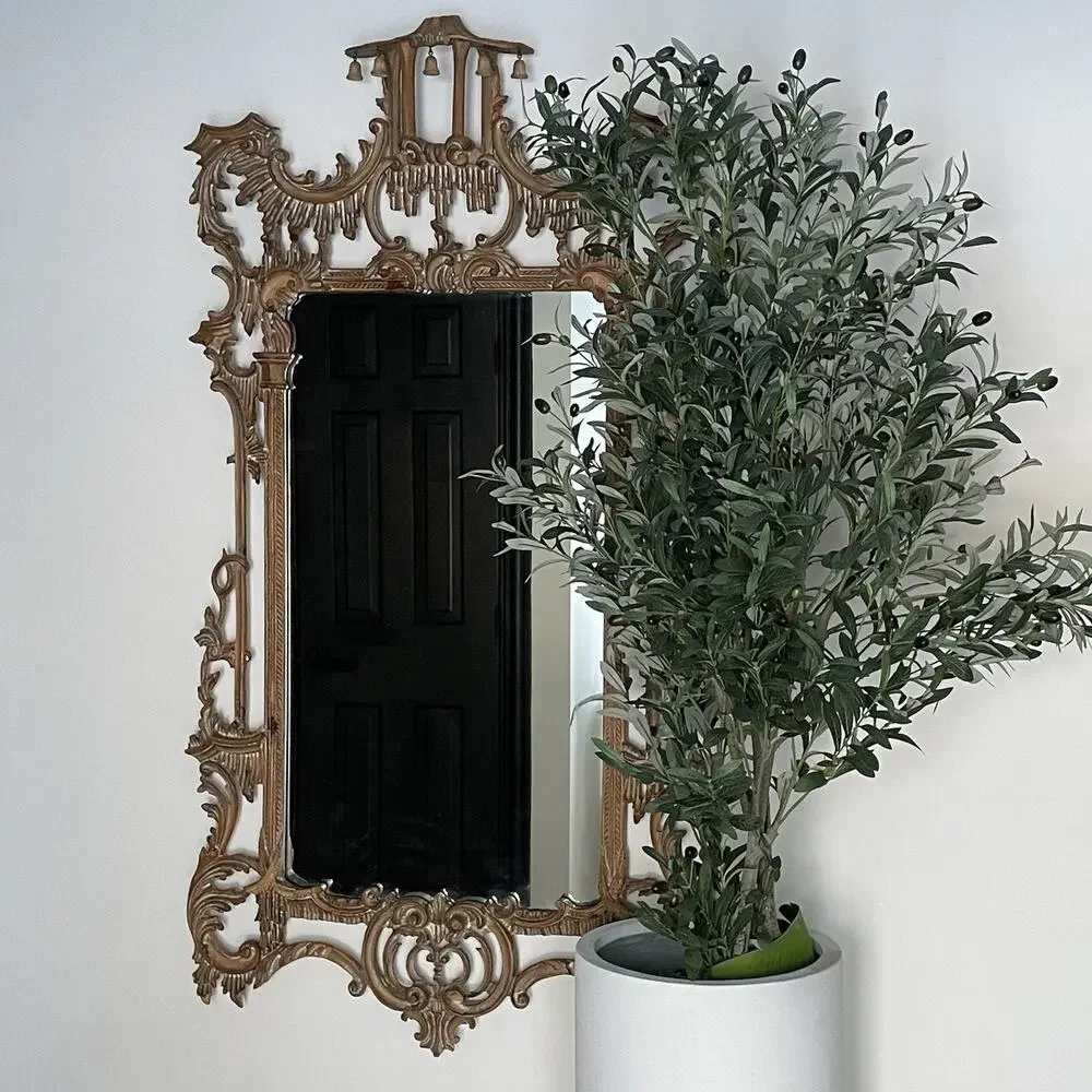 Vintage La Barge Italian Hand Carved Solid Wood Wall Mirror Ornate Florentine